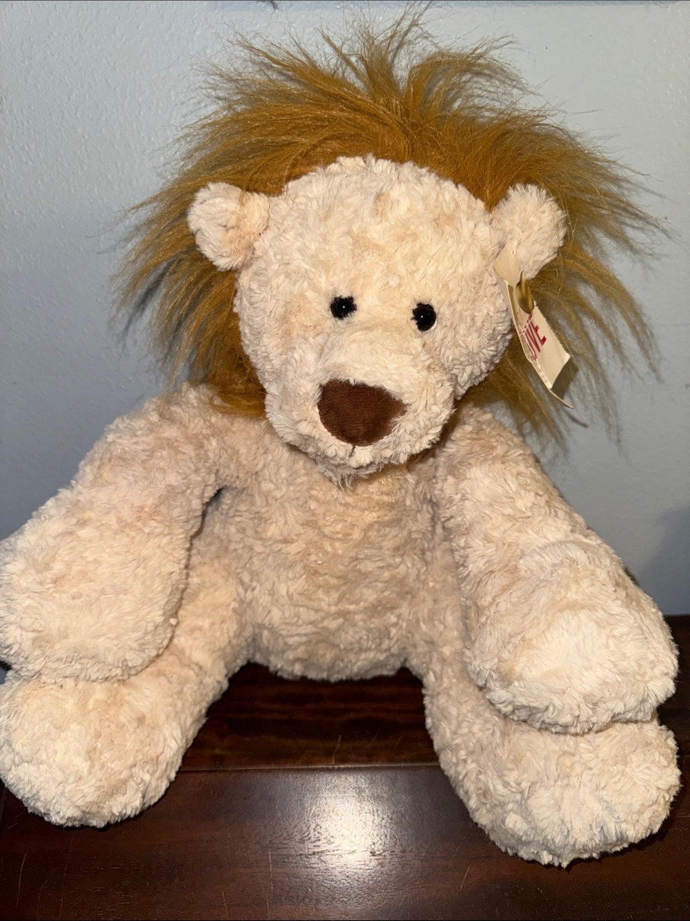 Hug Fun Plush African Lion Stuffed Animal 15” Sitting Fuzzy Hair To/From Tag